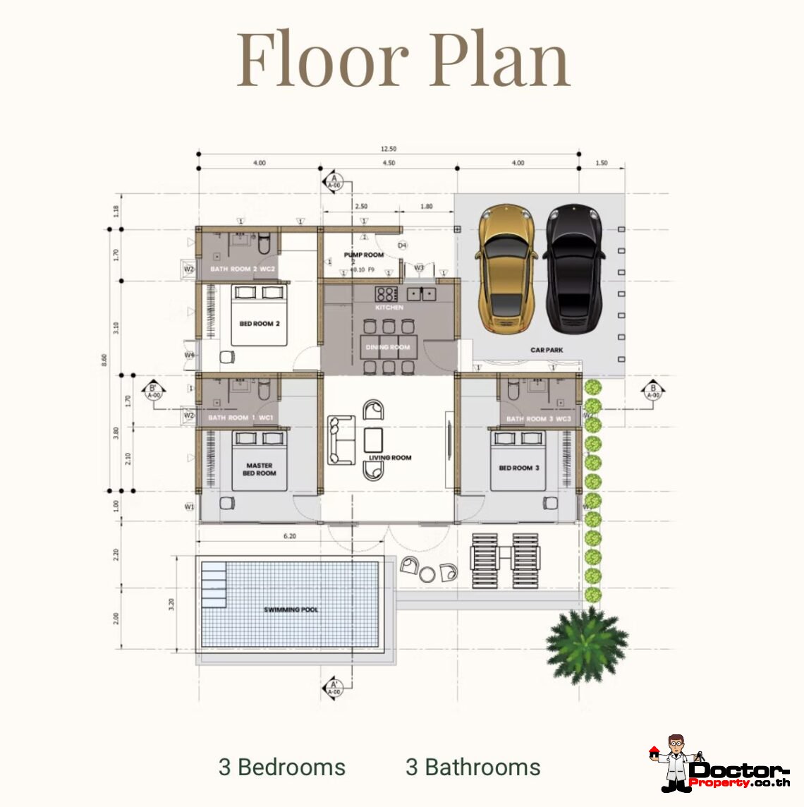 New 3 Bedroom Pool Villa in Bo Phut, Koh Samui – For Sale